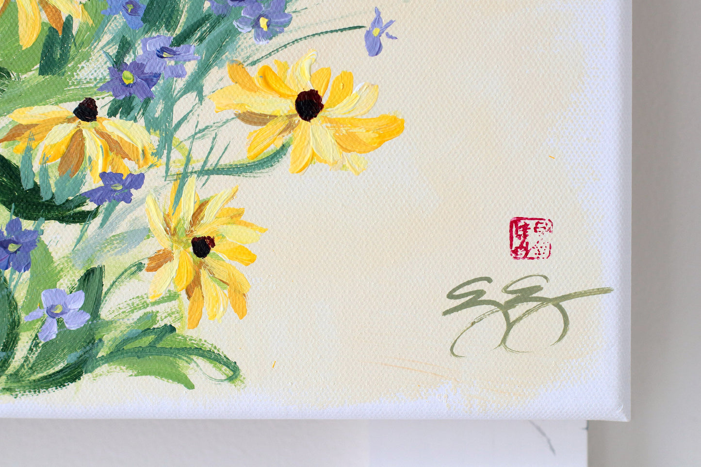 No. 516 Original chinoiserie painting of Maryland birds and flowers - 12 x 24