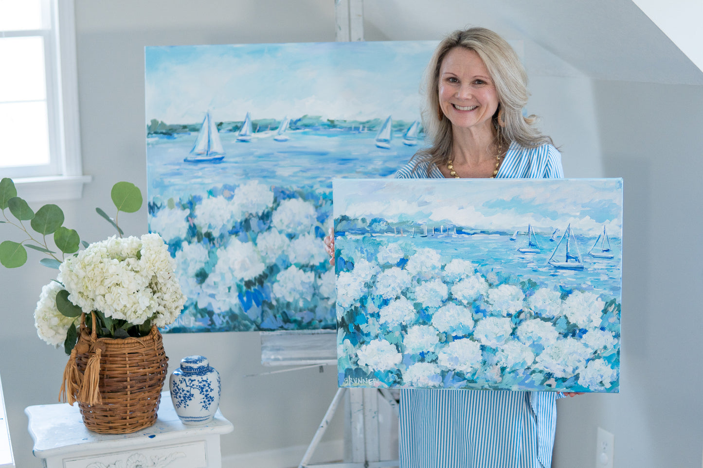 Harbor View with Hydrangeas 1