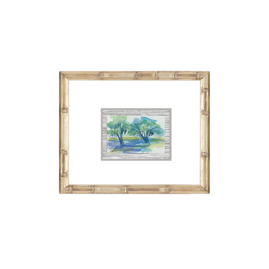 Framed live oak watercolor by water on text—perfect neutral wall decor from Elizabeth Sheats Art & Design.
