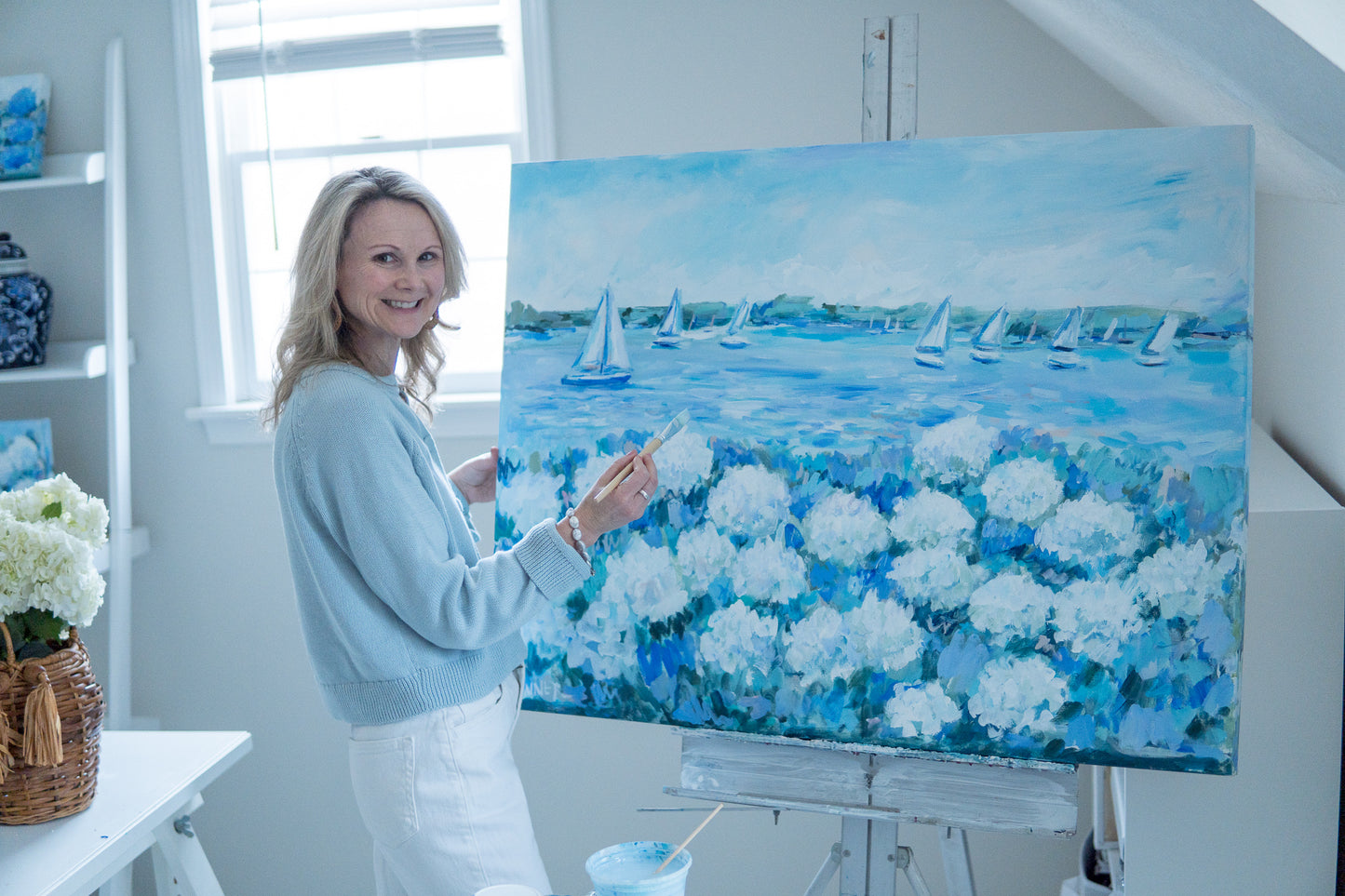 Harbor View with Hydrangeas 1
